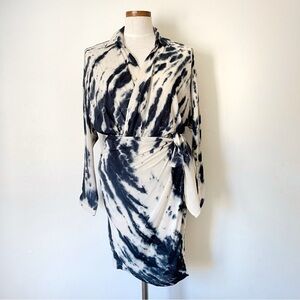 Young Fabulous & Broke Tie Dye Wrap Shirt midi dress size Small preowned